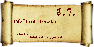 Bálint Toszka névjegykártya